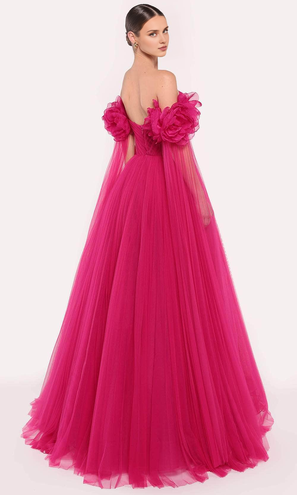 Formal Women's Dresses Handmade Floral A-line Off Shoulder Flutter Sleeve Bustier Gown Prom Dress Formal Dresses Prom Dresses Stores